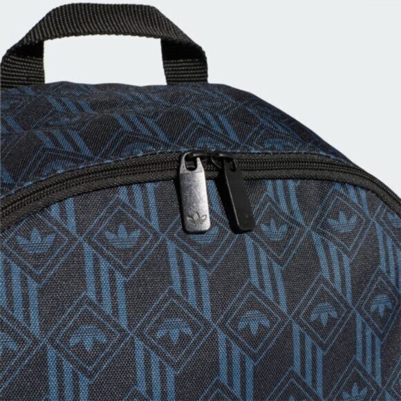 Adidas Black & Blue Monogram Laptop Backpack Book Bag Padded Adjustable Straps - Picture 11 of 12